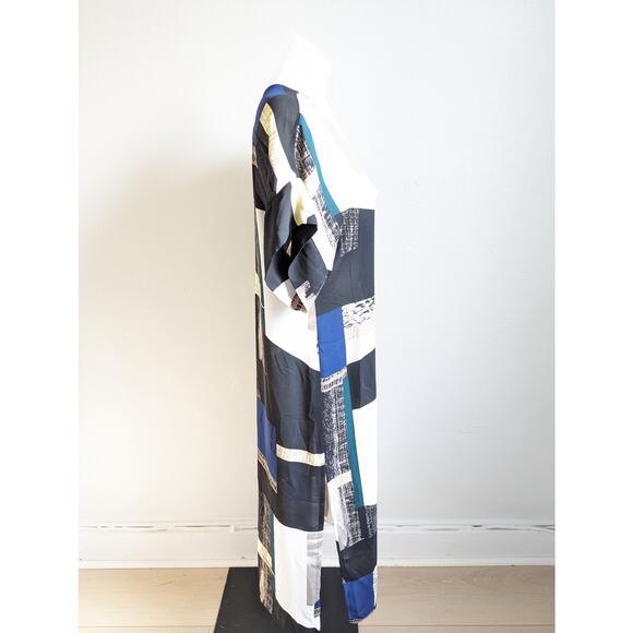 Aritzia Babaton Sz XS Jessie Midi Dress Black White Abstract Print Short Sleeve - Picture 9 of 14